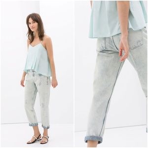 ZARA Girlfriend Fit Ripped Jean:Blue, US 8/EUR 40